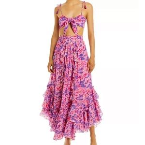 NWT Rococo sand pink and purple flora maxi skirt size Xs
